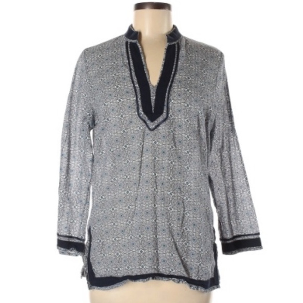 Rose & Thyme sz M blue v-neck 3/4 sleeve BOHO top